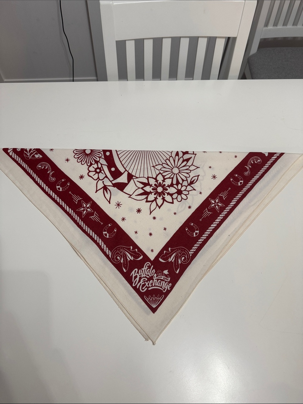Women's Red & Cream Bandana Scarf - Picture 6 of 6